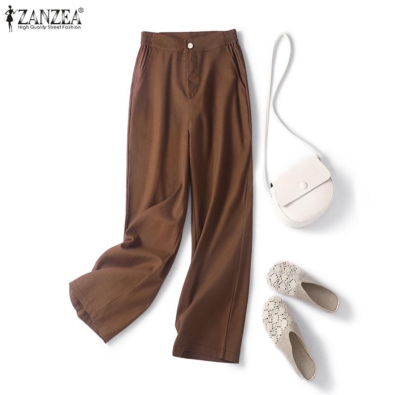 

ZANZEA Женские повседневные свободные летние брюки с эластичной резинкой на талии