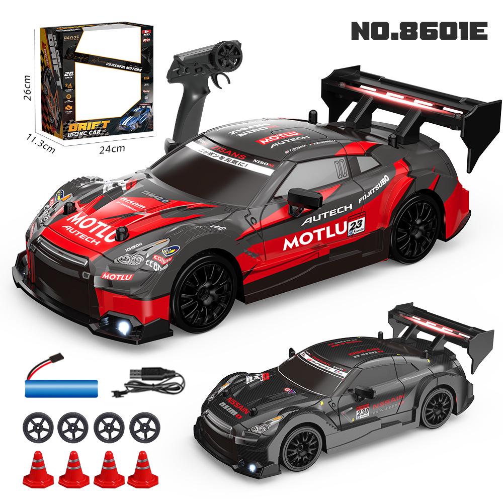 1/24 AE86 RC Drift Car with Lights: High-Speed, Four-Wheel Drive, Rechargeable Mini GTR for Boys
