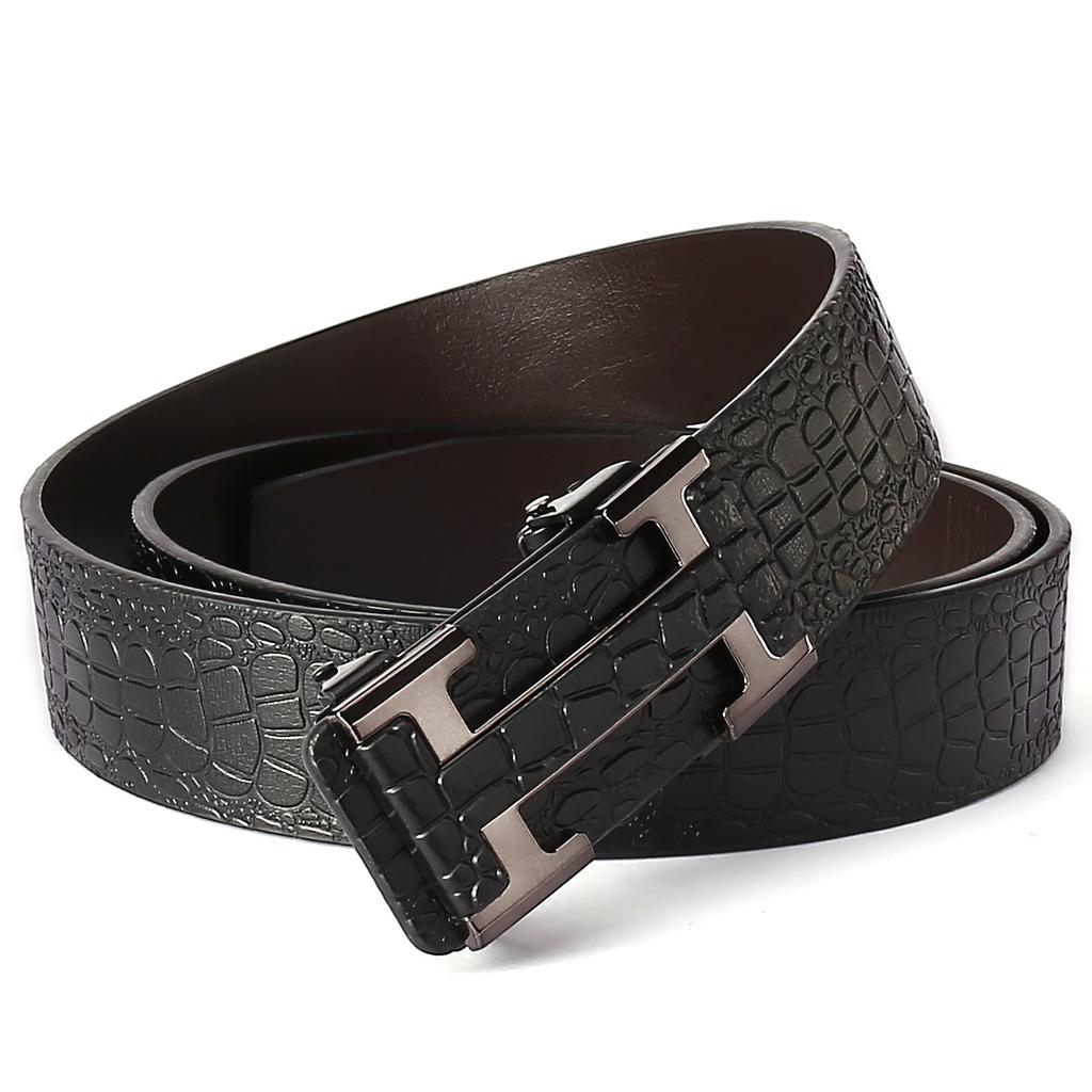 Wholesale Men's PU Leather Belts - No-Hole Automatic Buckle, Universal Strap for Pants & Jeans
