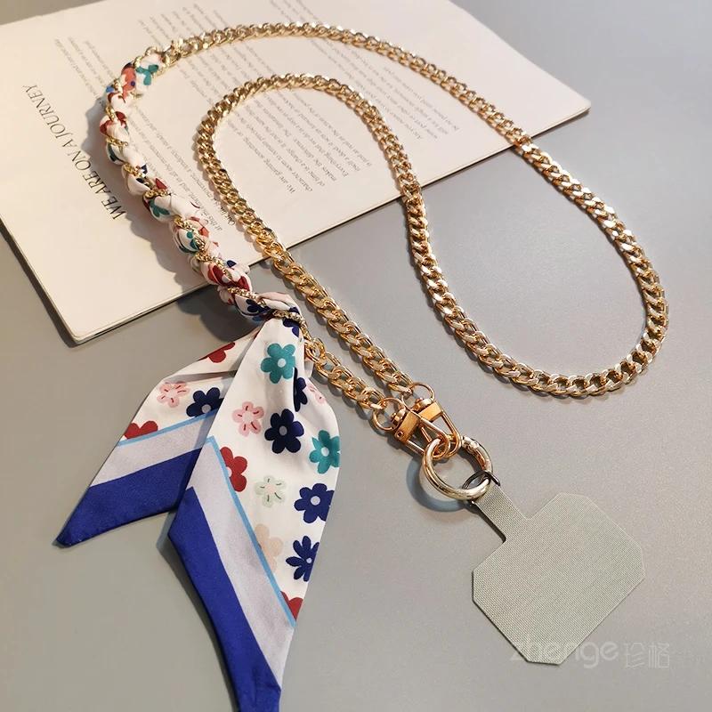 Cross Scarf Chain Lanyard Cross-body Lanyard Metal Chain Clip Mobile Phone Case Universal Lanyard Mobile Phone Phone Pendant