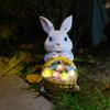 Solar Garden LED Light Statues Rabbit  Flowers Decoration Outdoor Indoor Mothers Day Gardening Gifts Bunny Lawn Statue Ornament