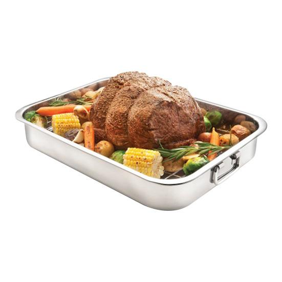 Stainless Steel Baking Tray Heavy Duty Turkey Roasting Pan Oven Flat Rack Induction Roast Tray for Chicken Vegetable Lasagna