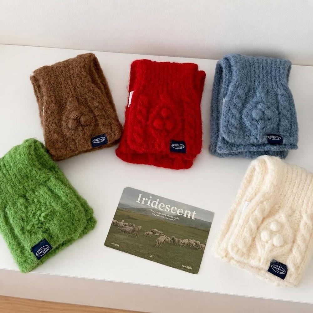 Knitted Yarn Knitted Scarf Textured Pattern Neck Warmer New Short Scarf Daily Outfits