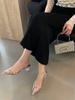 Fashion Silver PVC Transparent Women Pumps CRYSTAL Diamond Pointed Toe Low Heels Mules Banquet Ladies Sandals