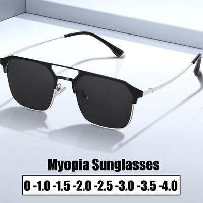 Unisex Myopia Glasses Vintage Outdoor Anti-UV Minus Sunglasses Finished Near Sight Eyeglasses