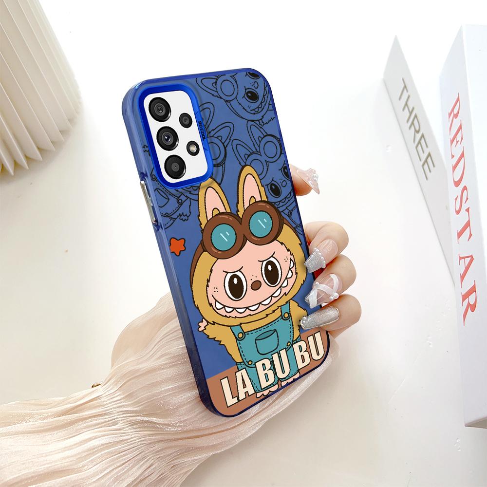 

Окрашенный узор, цветной серебристый, двухсторонний, жесткий, противоударный чехол для телефона Samsung Samsung A15 синий