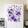 Purple Floral Butterfly Wall Stickers, Removable Anti-Static Waterproof Self-Adhesive PVC Decals for Living Room Bedroom Home Decor