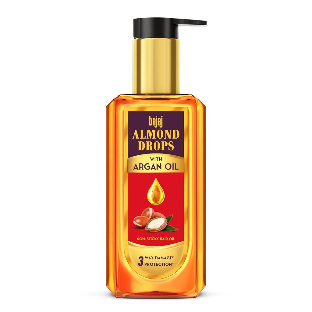 BAJAJ Almond Drops Non Sticky Hair Oil With Almond Argan Oil 100ml For Soft Shiny Hair Protection