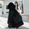 Women's Korean Style 3-in-1 Reversible Long Cotton Parka with Removable Liner and Slimming Waist