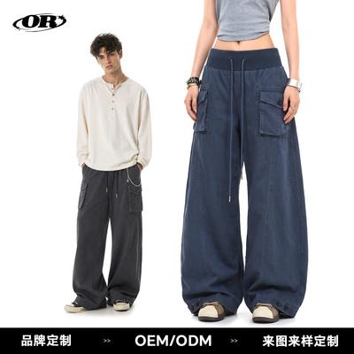 OREETA American Vintage Wide Leg Work Pants Men Women Casual Loose Fit Cargo Trousers