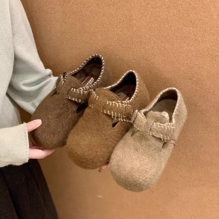 Spot thick-soled inner height increase all-inclusive cotton shoes for women's outer wear 2025 new autumn and winter velvet retro Boken shoes h