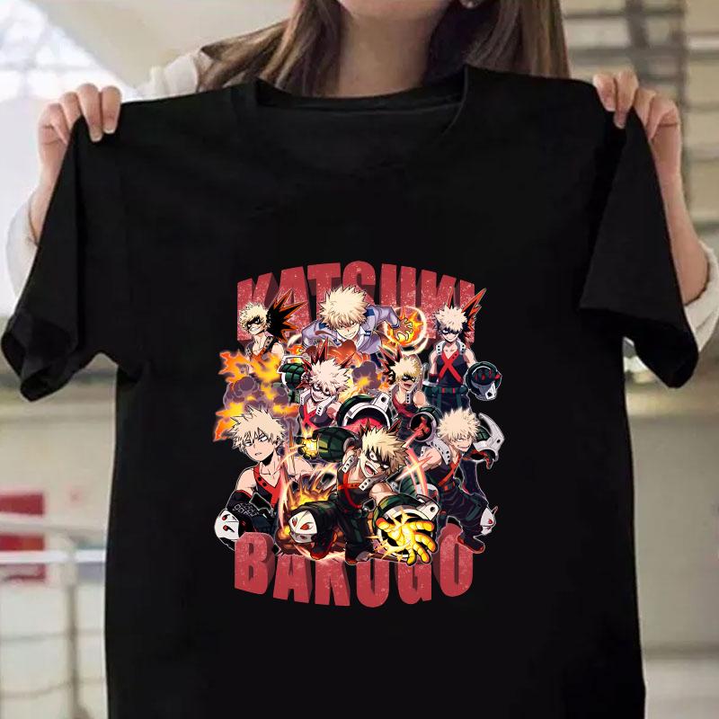 Hot Anime Bakugou Katsuki Printed Women Men Fashion Y2k Short Sleeve Tee Shirts Round Neck Casual Summer Cool Shirt