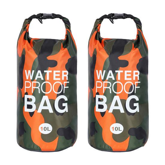

2 шт. 10 л Камуфляжний дрейфуючий водонепроникний мішок великої ємності, легкий портативний відкритий каякінг, дайвінг, плавання, плавання, рафтинг, пляжний сухий мішок 10L 2pcs помаранчевий/червоний