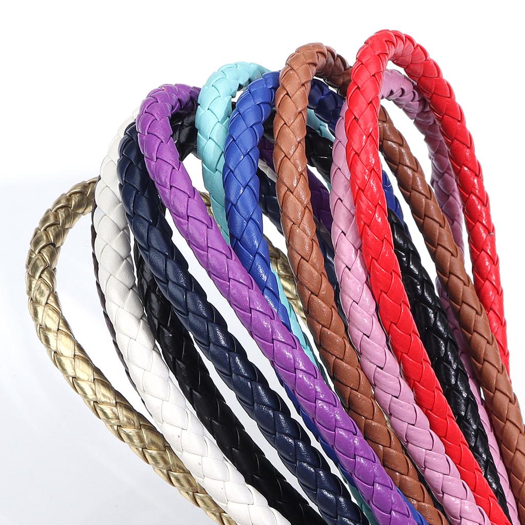 5 Yards/lot 6mm 7mm Round Braided Leather Cords PU Leather Cord Cordon Cuir For Bracelet Necklace DIY Jewelry Making