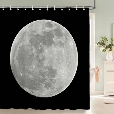 3D Night Starry Sky Moon Earth Shower Curtain Decor Curtain Space Universe Waterproof Belt Hooks Shower Curtains Douchegordijn