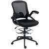 Drafting Chair with Flip-up Armrest, Mesh Office Stool with Foot Ring, 360 Degree Swivel Height Adjustable Chair for Standing Desk, Black