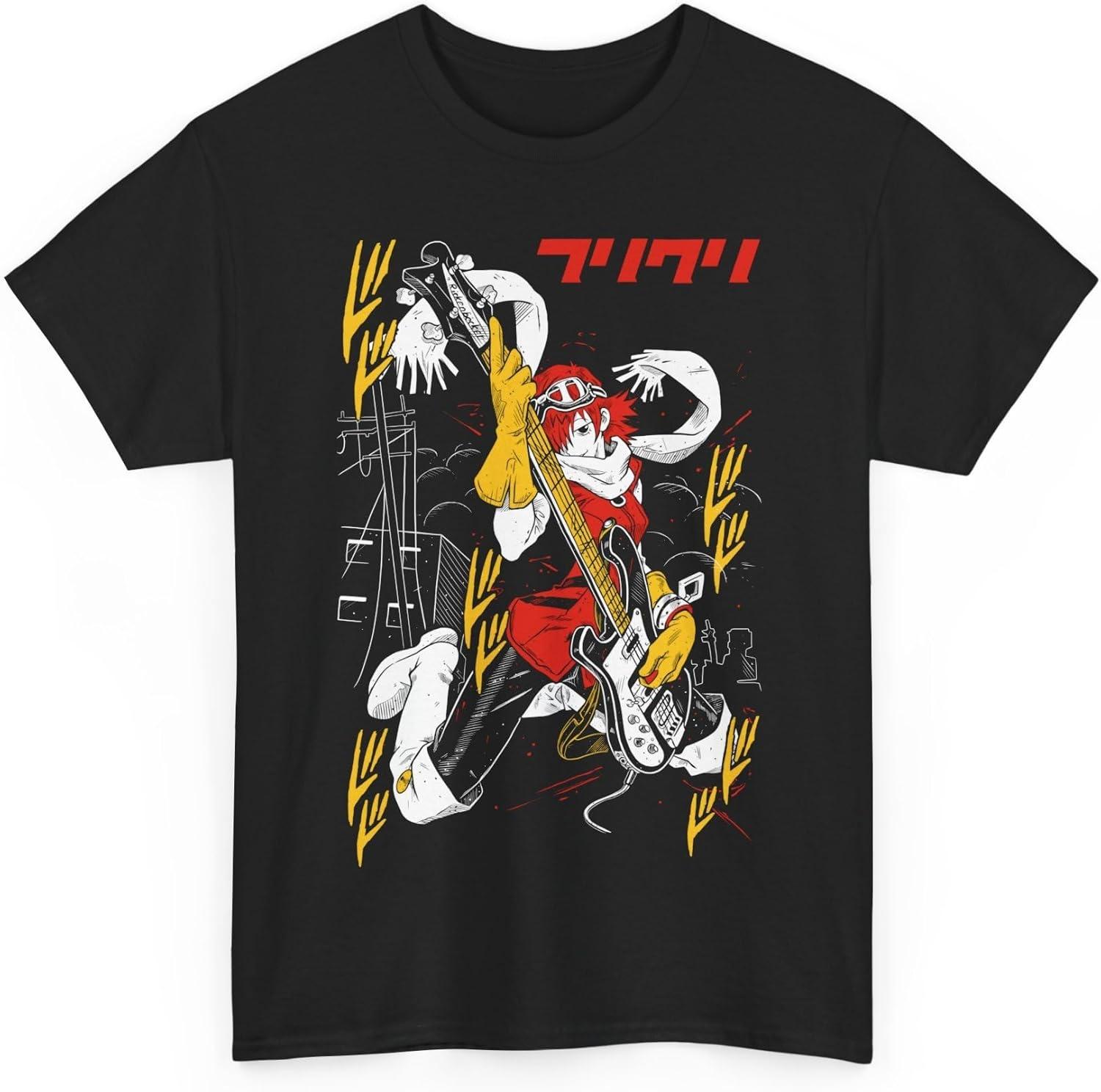 Unisex FLCL Haruko Haruhara Anime T-Shirt, Retro Manga Shirt XXXXXL чёрный