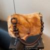 Autumn/winter Women's Fuzzy Leopard Print Shoulder Bag - New Fashionable and Versatile Plush Bag
