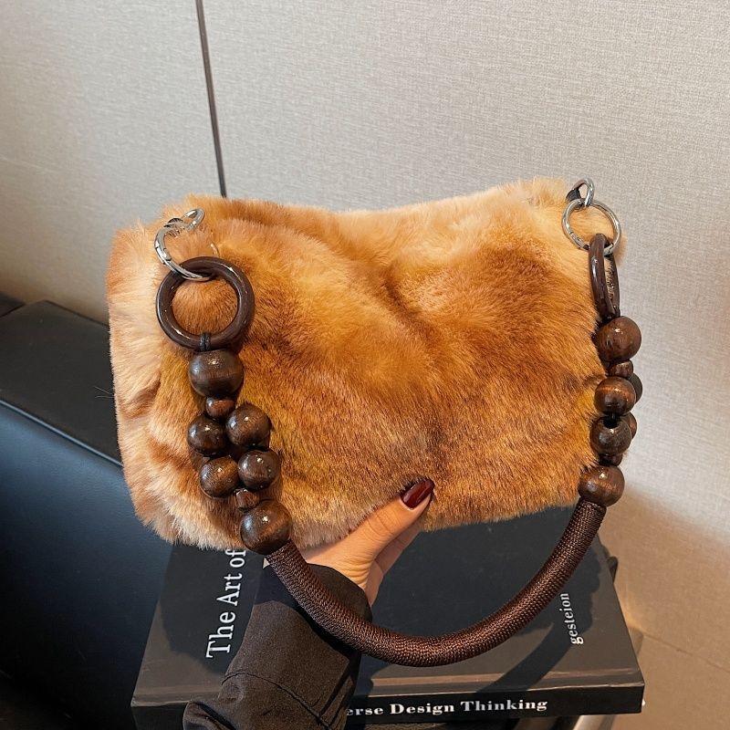 Autumn/winter Women's Fuzzy Leopard Print Shoulder Bag - New Fashionable and Versatile Plush Bag