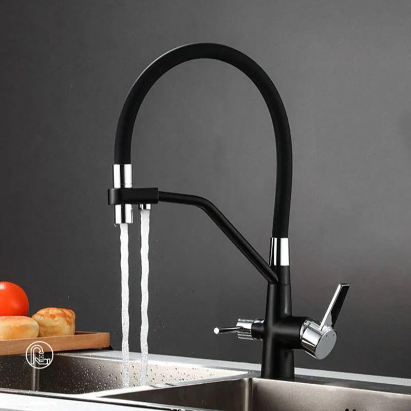 Kitchen Drinking Filtered Water Faucet 360 Degree Rotation Stream Sprayer Nozzle Kitchen Sink Tap Dual Handle Purification Tap