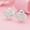 925 Sterling Silver Fashion AAA Zircon Pierced Earrings Wedding Jewelry