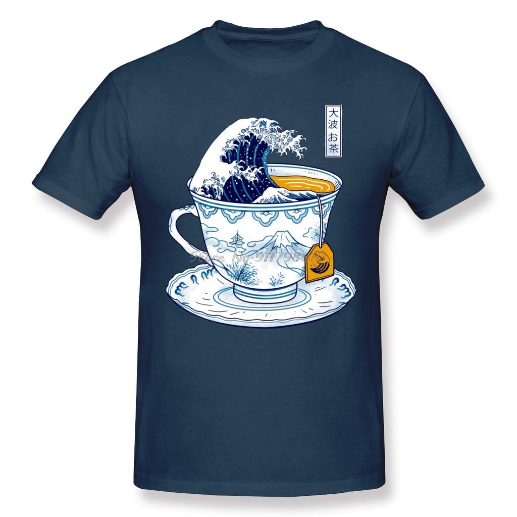 The Great Kanagawa Tea Japan Tshirt Men Oversize Oneck Cotton Short Sleeve Men Shirt Tees Harajuku Streetwear