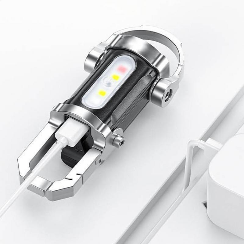 Powerful LED Flashlight Keychain USB Rechargeable Hanging Portable Flashlight Waterproof Keyring Camping Walking Pocket Lamp