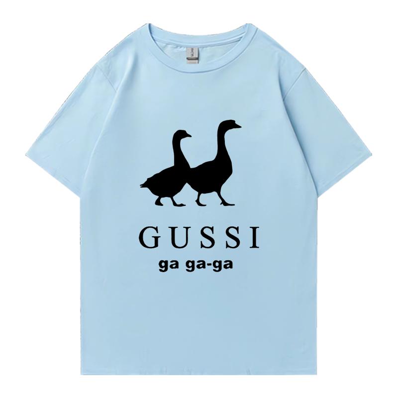 Hochwertiges T-Shirt GUSSI Ga Ga Ga Fashion Lustige Sommer Kurzarm T-Shirts Streetwear Herren Damen Kleidung Baumwolle Unisex Oberteil