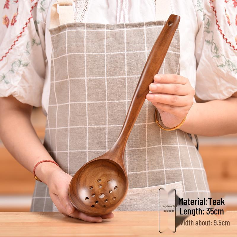Set di pentole antiaderenti in teak thailandese: Spatola in Legno, Spatola per Saltare in Padella e Mestolo