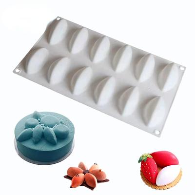Neue 12 Fondantform Hohlraum Silikon Kuchenform Quenelle Form Mousse Kuchen Schokolade Dekoration Werkzeuge Backform Tablett