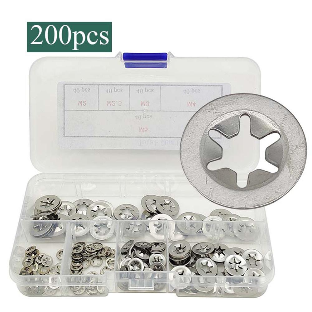 200pcs Internal Tooth Lock Washer Quick Washer Plum Blossom Snap Ring Bearing Internal Tooth Locking Gasket Fasteners Hardware