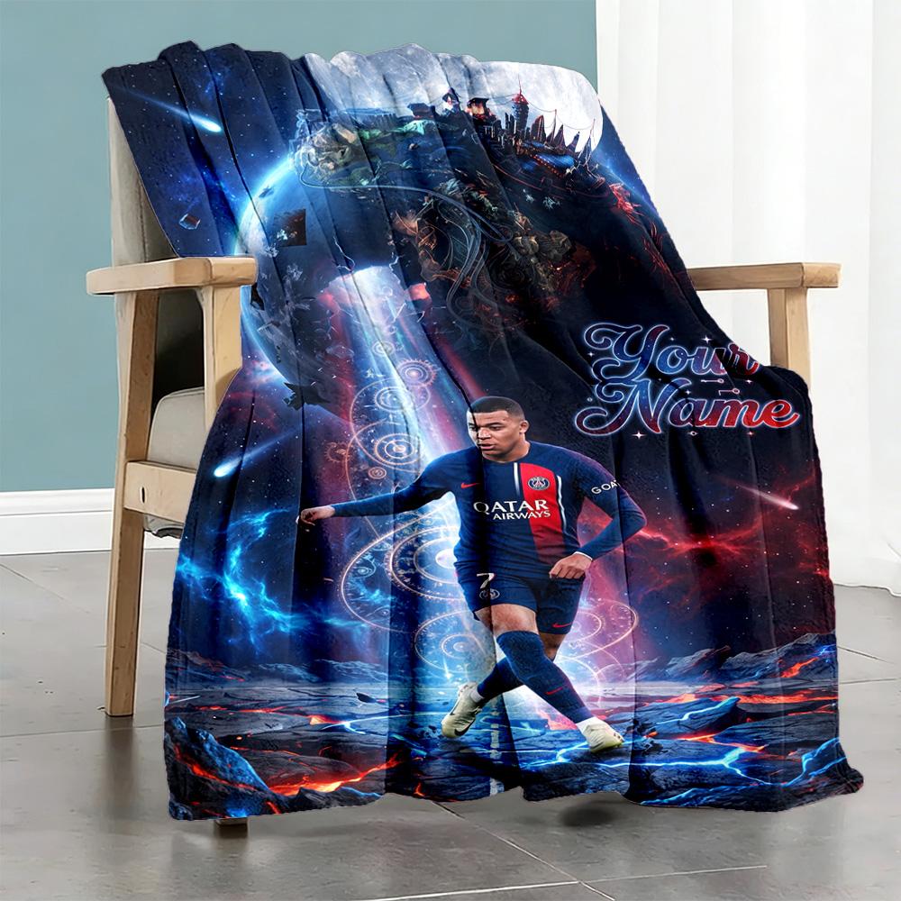 Couverture Personnalisée Mbappé Cadeau Couverture Personnalisable Douce Confortable Jeté Pour Sieste Fauteuil de Bureau Salon Décoration Intérieure Pour Toutes les Occasions