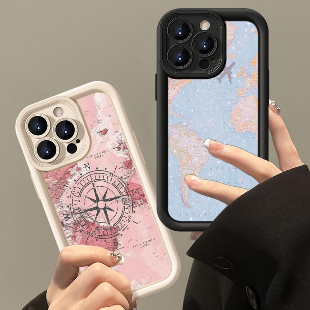LZ24 Map airplane trajectory art Silicone Phone Case for Xiaomi 11 Lite 5G 14T Redmi 14C 13C A3 Note 12 11 9 10 13 Pro Plus Shockproof Back Cover