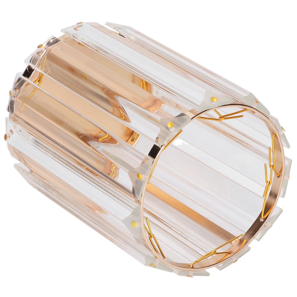 Cosmetic Brush Holder Transparent Glass Round Decorative Desktop Pen Storage Organizer BoxGold
