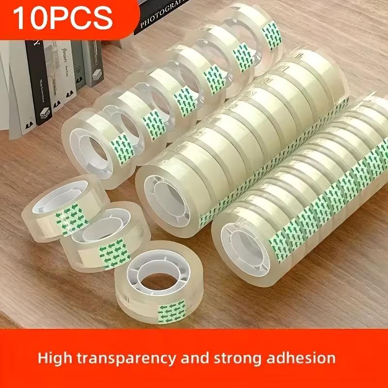10 Rolls High-Quality Clear Adhesive Tape for Gift Wrapping, Crafts, Office & Home, Fits Tape Dispensers