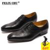 Fashion Men's Genuine Cow Leather Lace-Up Oxford Dress Shoes Snake Pattern Print Business Formal Office Suit Footwear
