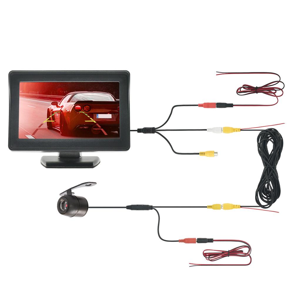 Parking Backup Car Rear View Camera Screen with Monitor Vehicle 9-36V LED HD Reversing with Screen 4.3 Inch