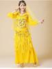 Women's Long Sleeve Indian Belly Dance Performance Costume with Short Sleeve Long Skirt