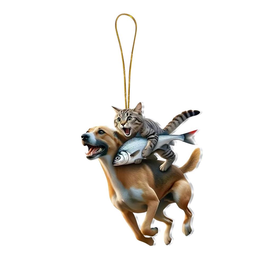 2D Cute Car Acrylic Flat Rearview Mirror Pendant Keychain Accessories