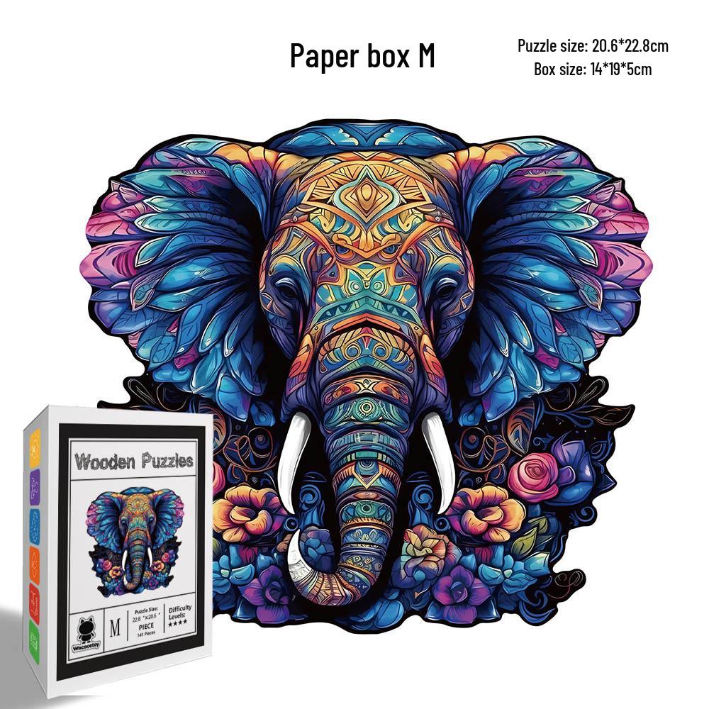 Wacocetoy Irregular Elephant Puzzle Wooden Interlocking Toy Piggy Bank Decompression Handmade Puzzle