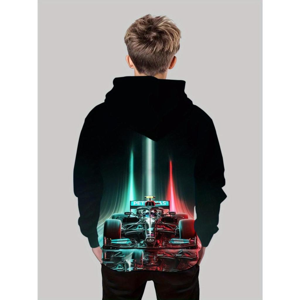 Children's Clothing, Boys' Creative 3D Printed Hooded Sweatshirt, Boys' Casual Sports Long Sleeved Hooded Top
