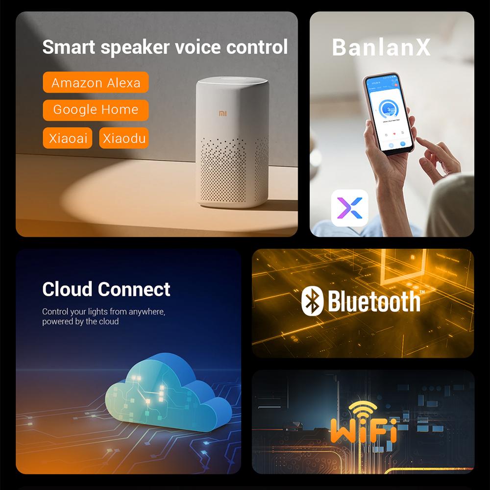 SP521E SP52CE SP528E Bluetooth WiFi Dual-Mode LED Controller DC5–24V Music Smart Voice Control Dimmer App-Controlled Timer 3