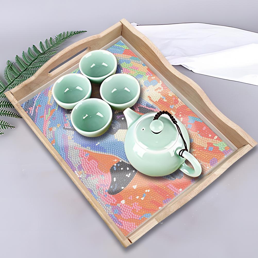 DIY Diamond Painting Tray Kit Heat-Resistant Diamond Painting Wooden Tray Diamond Painting Tray Set for Home Dining and Parties