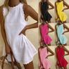 Sexy Solide Kleid Frauen Mode O-Ausschnitt Ärmellose Beiläufige Lose Kleider Sommer Damen Strand Party Kleider