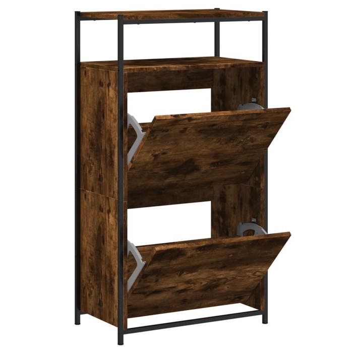 VidaXL Armoire à chaussures chêne fumé 60x34x112 cm bois d'ingénierie 840031