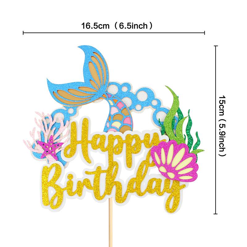 Mermaid Tail Happy Birthday Cake Topper Little Mermaid Party 1-10 Number Cupcake Toppers Girls Birthday Baby Shower Party Decor
