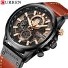 Curren 8380 Men's Waterproof Multifunction Sports Quartz Watch with Leather Strap and Calendar.