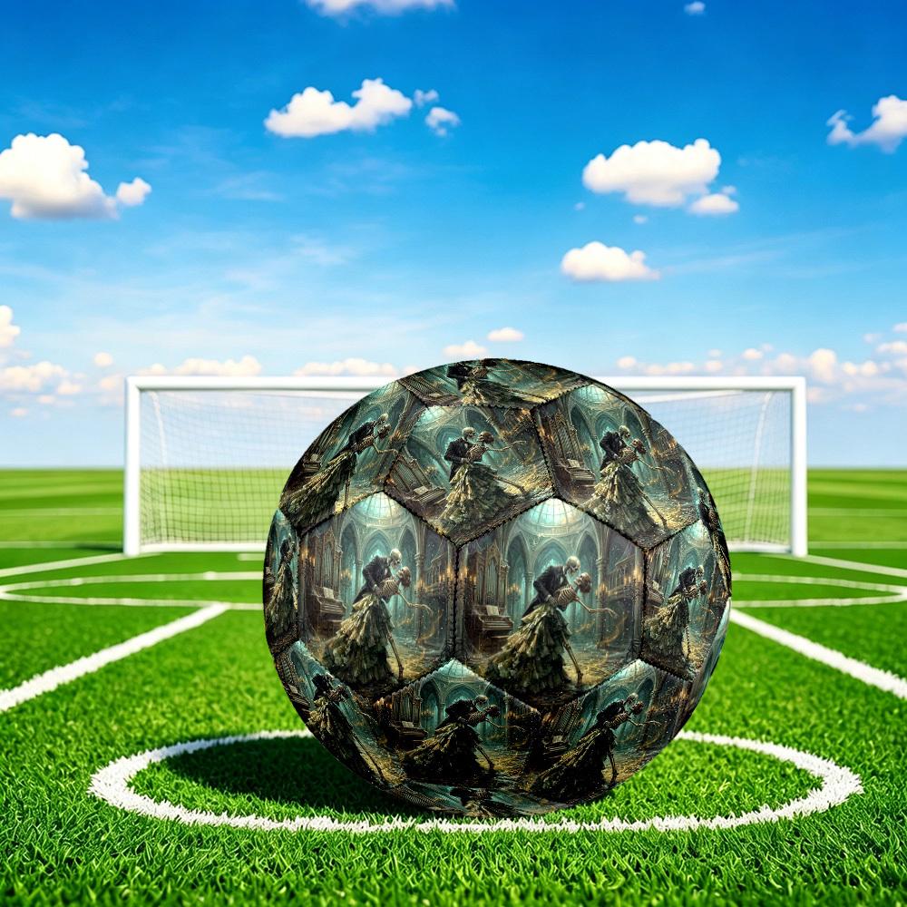 1pc Elegant Skeleton Waltz Theme Soccer Ball Football, Size 5, Lightweight PVC, Durable Outdoor Training Soccer Ball, Gift m61443