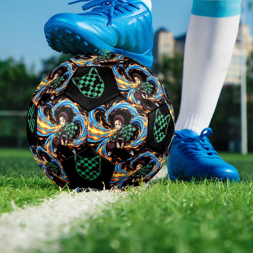1pc Demon Slayer Kimetsu No Yaiba Soccer Ball Size 5 Indoor Soccer Ball Fashion Colorful Backyard Game - Great For Sports Fans Gift HE29