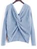 European Fashion Batwing Sleeve Knit Sweater with Cross Back Design for Women